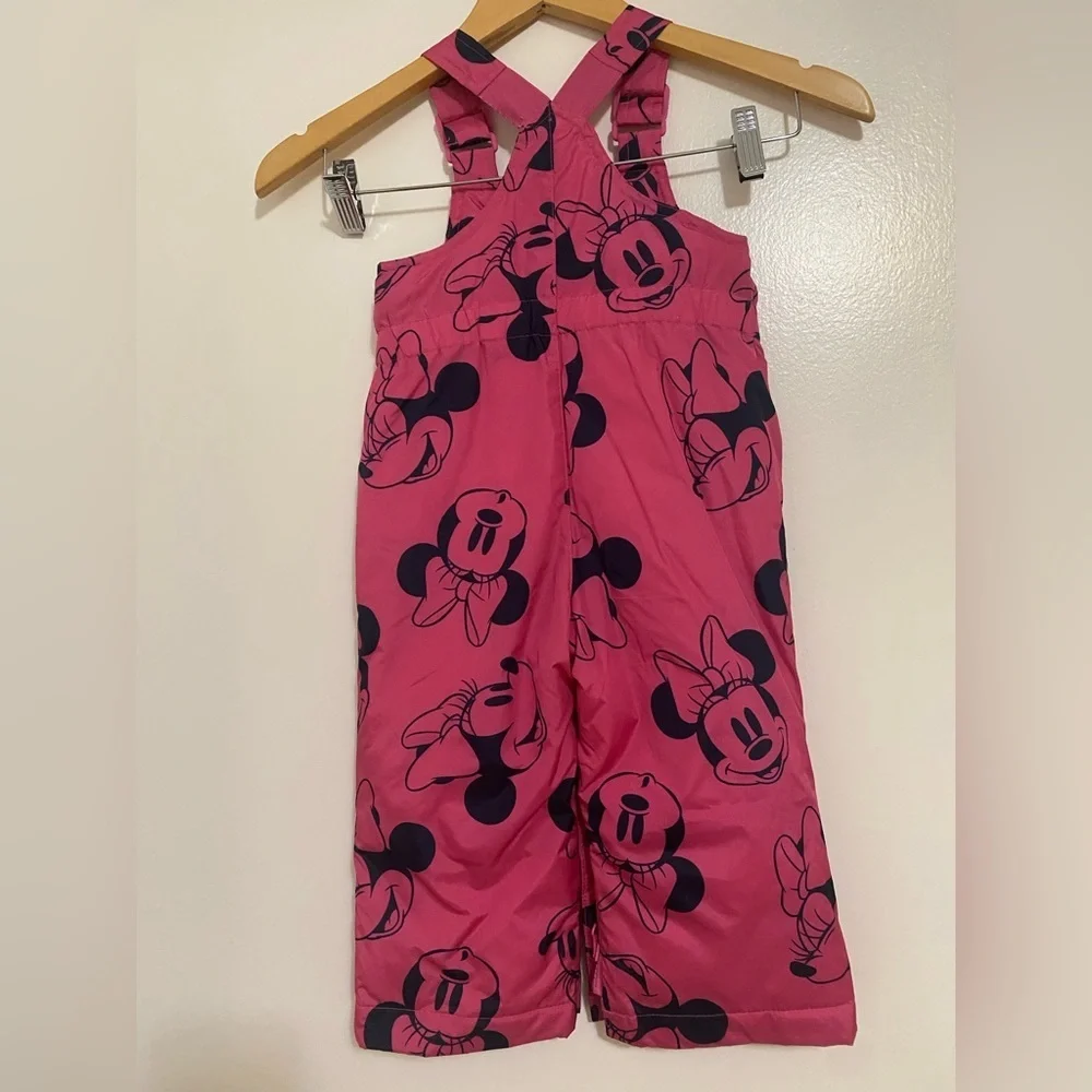 GAP x Disney Toddler Pink Minnie Snow Bib Overalls